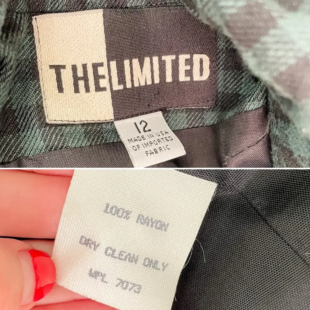 The Limited vintage checkered plaid double breasted peak lapel blazer size 12 L